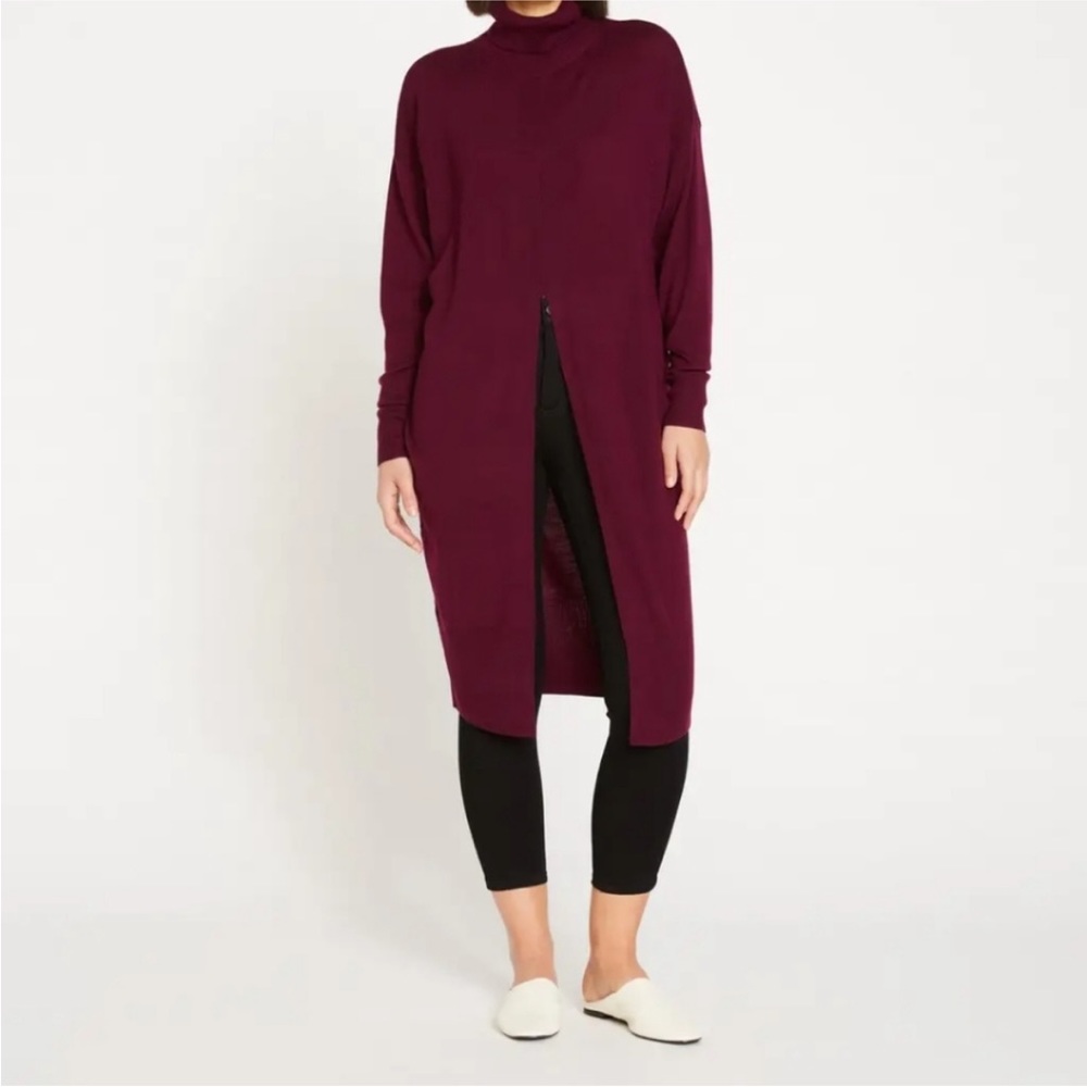 Universal Standard merino sweater tunic in merlot